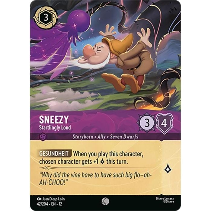 Sneezy - Startlingly Loud (Foil) - 42/204 Common Disney Lorcana card from Wilds Unknown, Near Mint Cold Foil