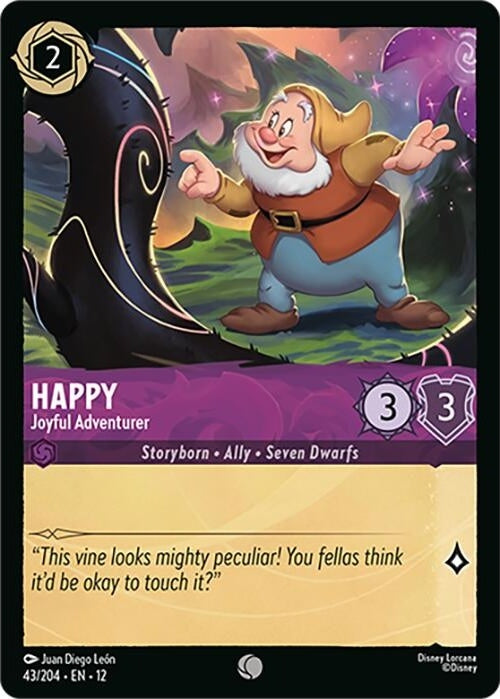 Happy - Joyful Adventurer - 43/204 Common Disney Lorcana card from Wilds Unknown, Near Mint Normal