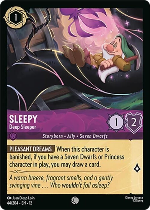 Sleepy - Deep Sleeper - 44/204 Common Disney Lorcana card from Wilds Unknown, Near Mint Normal