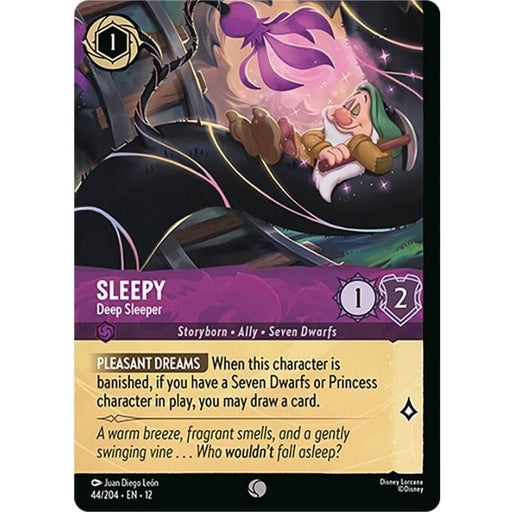 Sleepy - Deep Sleeper (Foil) - 44/204 Common Disney Lorcana card from Wilds Unknown, Near Mint Cold Foil
