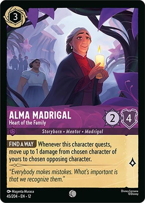Alma Madrigal - Heart of the Family - 45/204 Common Disney Lorcana card from Wilds Unknown, Near Mint Normal