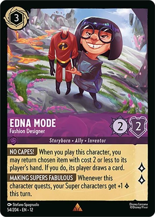 Edna Mode - Fashion Designer - 54/204 Rare Disney Lorcana card from Wilds Unknown, Near Mint Normal