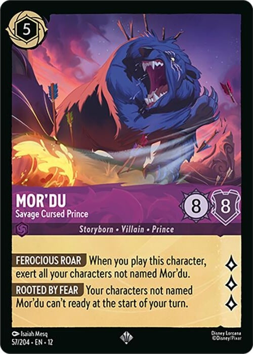 Mor'du - Savage Cursed Prince - 57/204 Super Rare Disney Lorcana card from Wilds Unknown, Near Mint Normal