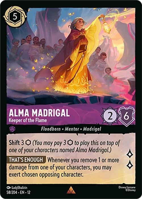 Alma Madrigal - Keeper of the Flame - 58/204 Rare Disney Lorcana card from Wilds Unknown, Near Mint Normal