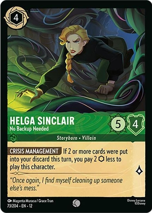 Helga Sinclair - No Backup Needed - 73/204 Common Disney Lorcana card from Wilds Unknown, Near Mint Normal