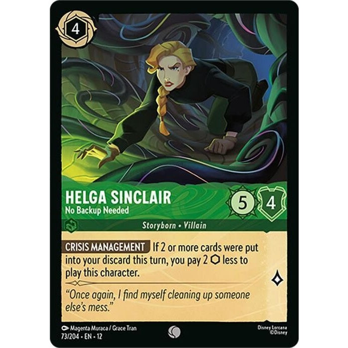 Helga Sinclair - No Backup Needed - 73/204 Common Disney Lorcana card from Wilds Unknown, Near Mint Normal