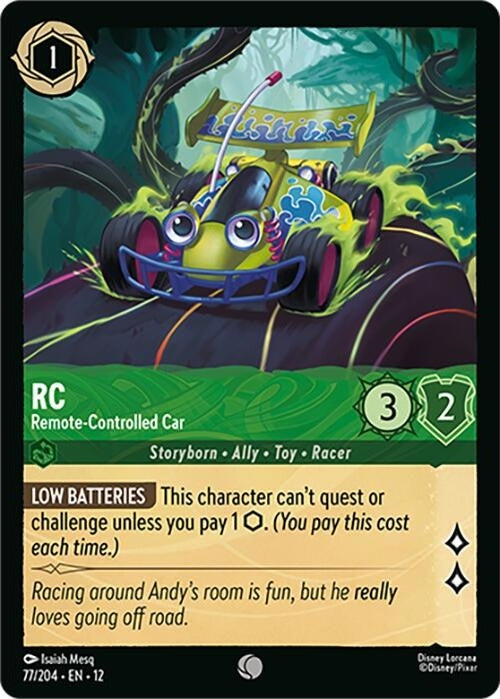 RC - Remote-Controlled Car - 77/204 Common Disney Lorcana card from Wilds Unknown, Near Mint Normal
