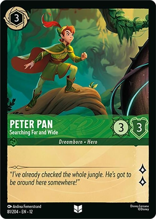 Peter Pan - Searching Far and Wide - 81/204 Uncommon Disney Lorcana card from Wilds Unknown, Near Mint Normal