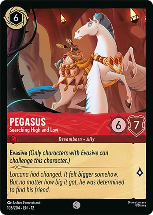 Pegasus - Searching High and Low - 106/204 Common Disney Lorcana card from Wilds Unknown, Near Mint Normal