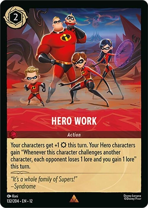 Hero Work - 132/204 Rare Disney Lorcana card from Wilds Unknown, Near Mint Normal