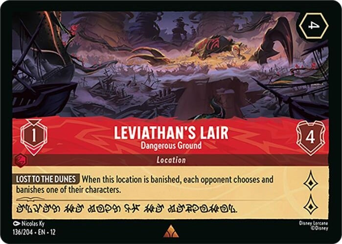 Leviathan's Lair - Dangerous Ground - 136/204 Rare Disney Lorcana card from Wilds Unknown, Near Mint Normal