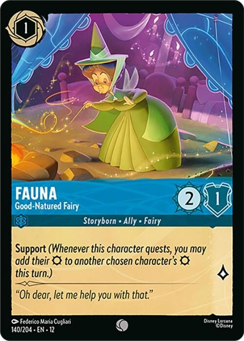 Fauna - Good-Natured Fairy - 140/204 Common Disney Lorcana card from Wilds Unknown, Near Mint Normal