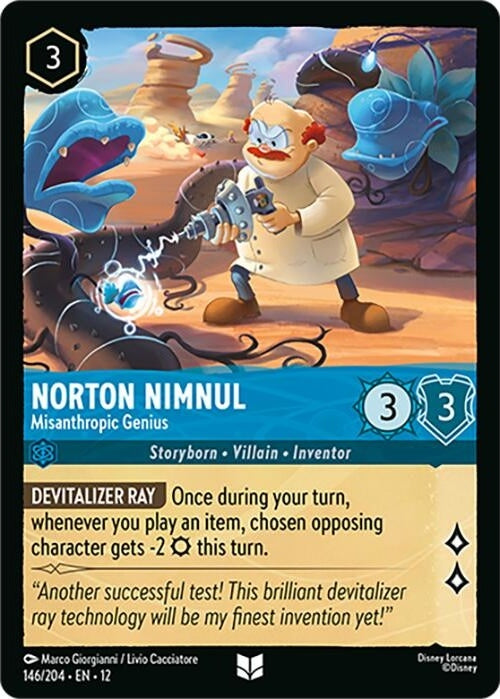 Norton Nimnul - Misanthropic Genius - 146/204 Uncommon Disney Lorcana card from Wilds Unknown, Near Mint Normal