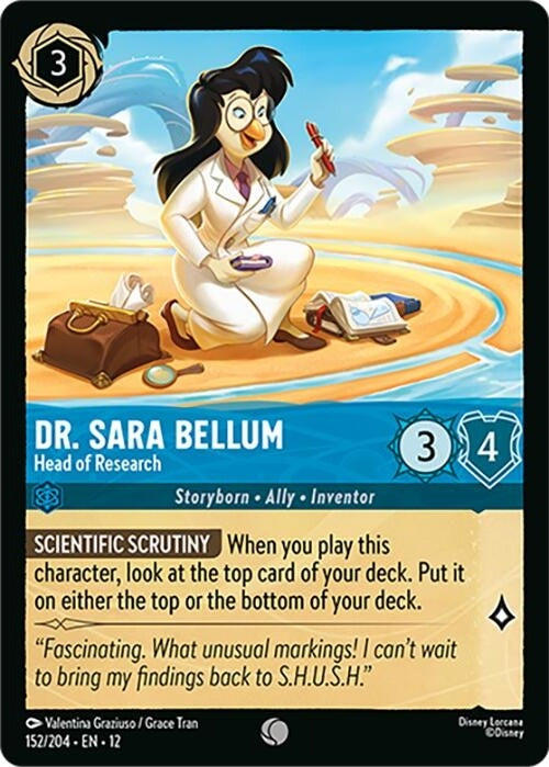 Dr. Sara Bellum - Head of Research - 152/204 Common Disney Lorcana card from Wilds Unknown, Near Mint Normal