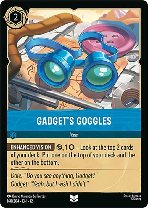 Gadget's Goggles - 168/204 Uncommon Disney Lorcana card from Wilds Unknown, Near Mint Normal