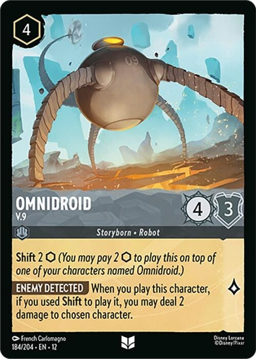 Omnidroid - V.9 - 184/204 Uncommon Disney Lorcana card from Wilds Unknown, Near Mint Normal
