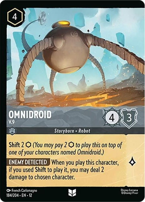 Omnidroid - V.9 (Foil) - 184/204 Uncommon Disney Lorcana card from Wilds Unknown, Near Mint Cold Foil