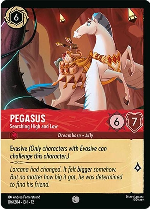Pegasus - Searching High and Low (Foil) - 106/204 Common Disney Lorcana card from Wilds Unknown, Near Mint Cold Foil