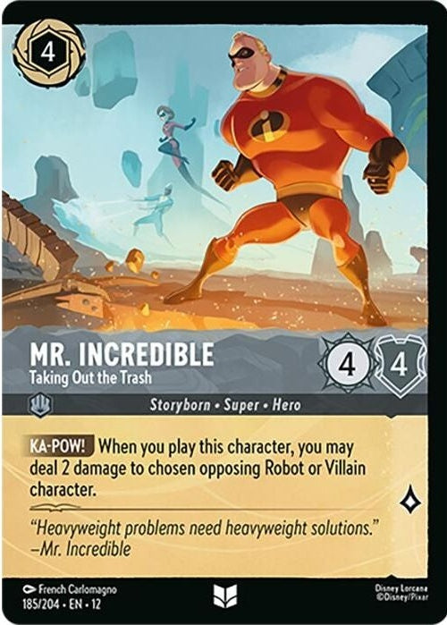 Mr. Incredible - Taking Out the Trash (Foil) - 185/204 Uncommon Disney Lorcana card from Wilds Unknown, Near Mint Cold Foil