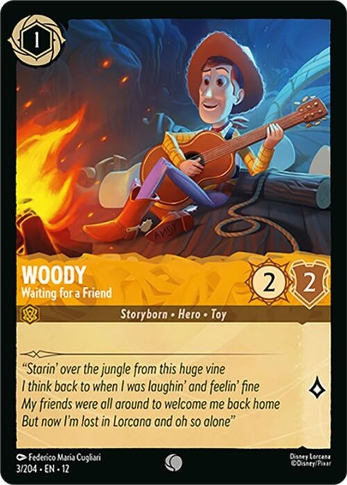 Woody - Waiting for a Friend - 3/204 Common Disney Lorcana card from Wilds Unknown, Near Mint Normal