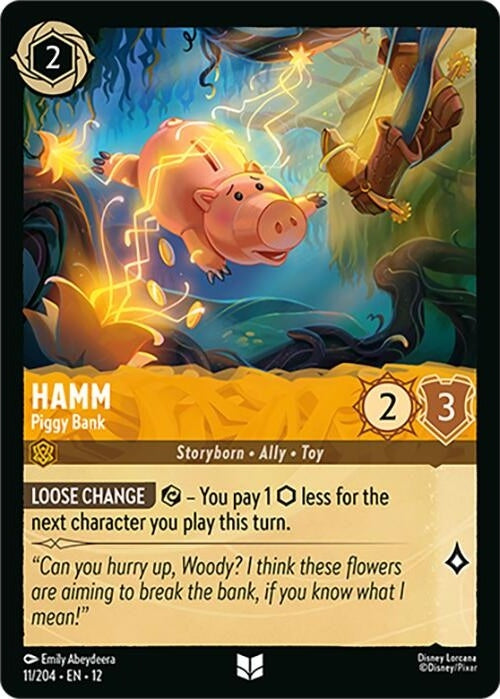 Hamm - Piggy Bank - 11/204 Uncommon Disney Lorcana card from Wilds Unknown, Near Mint Normal
