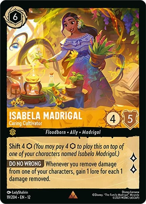 Isabela Madrigal - Caring Cultivator - 19/204 Rare Disney Lorcana card from Wilds Unknown, Near Mint Normal