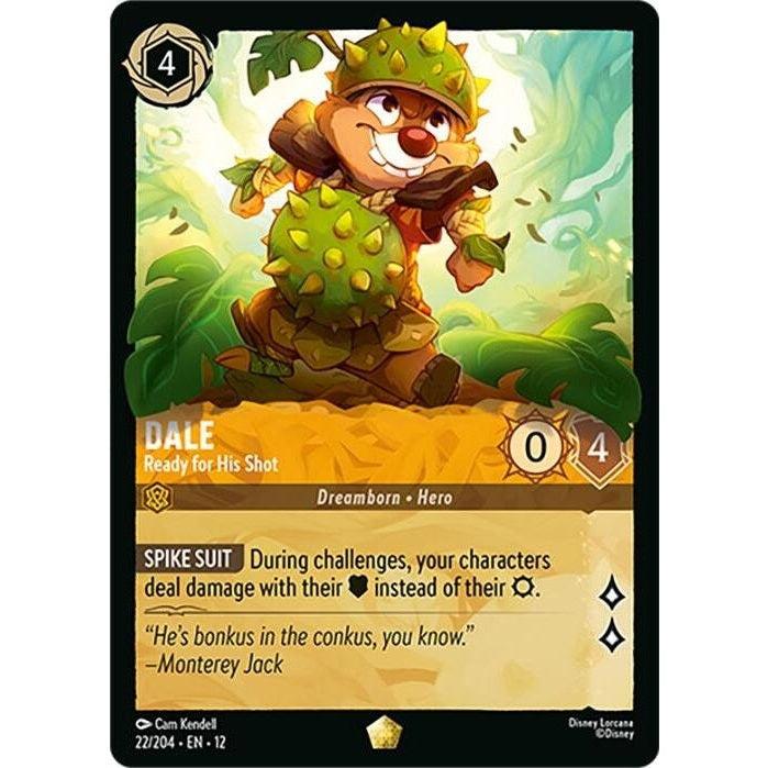 Dale - Ready for His Shot - 22/204 Legendary Disney Lorcana card from Wilds Unknown, Near Mint Normal