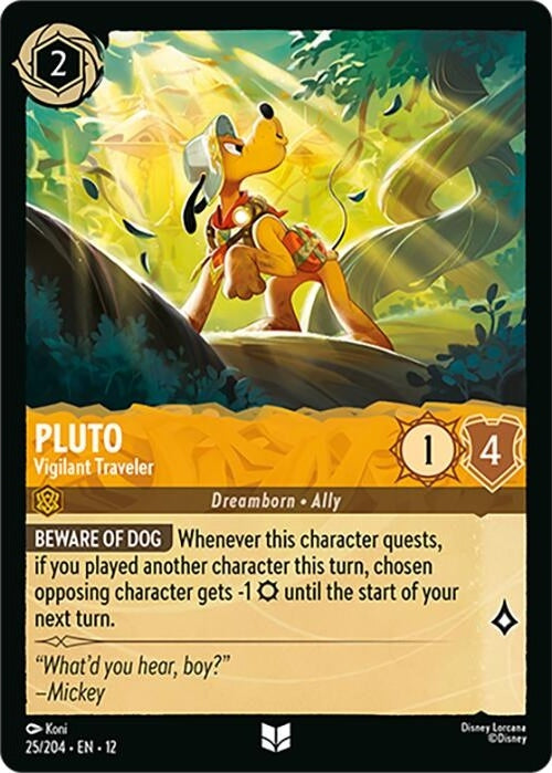 Pluto - Vigilant Traveler - 25/204 Uncommon Disney Lorcana card from Wilds Unknown, Near Mint Normal