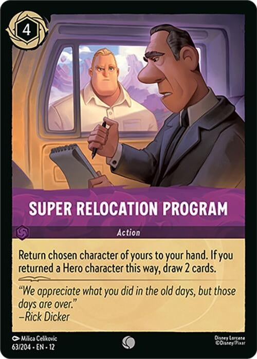 Super Relocation Program - 63/204 Common Disney Lorcana card from Wilds Unknown, Near Mint Normal