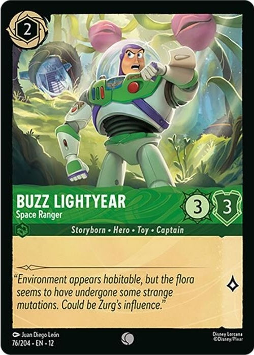Buzz Lightyear - Space Ranger - 76/204 Common Disney Lorcana card from Wilds Unknown, Near Mint Normal