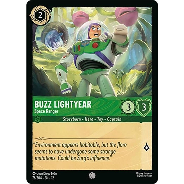 Buzz Lightyear - Space Ranger - 76/204 Common Disney Lorcana card from Wilds Unknown, Near Mint Normal