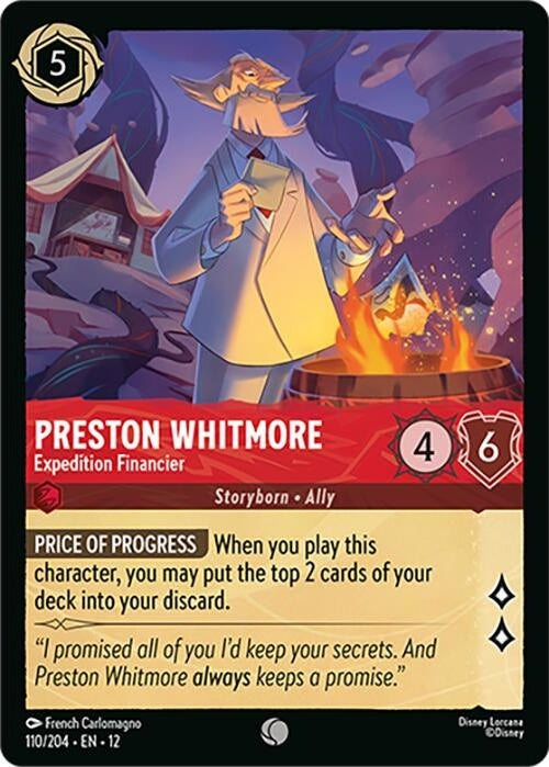 Preston Whitmore - Expedition Financier - 110/204 Common Disney Lorcana card from Wilds Unknown, Near Mint Normal