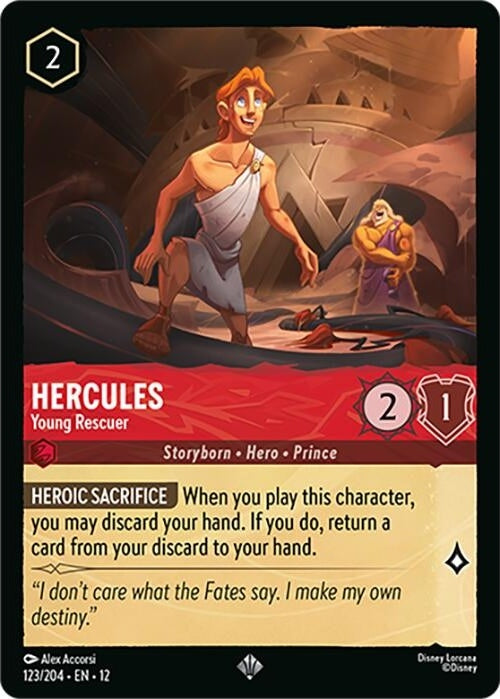 Hercules - Young Rescuer - 123/204 Super Rare Disney Lorcana card from Wilds Unknown, Near Mint Normal