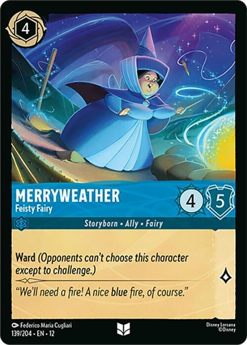 Merryweather - Feisty Fairy - 139/204 Uncommon Disney Lorcana card from Wilds Unknown, Near Mint Normal