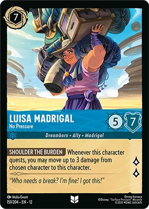 Luisa Madrigal - No Pressure - 151/204 Uncommon Disney Lorcana card from Wilds Unknown, Near Mint Normal
