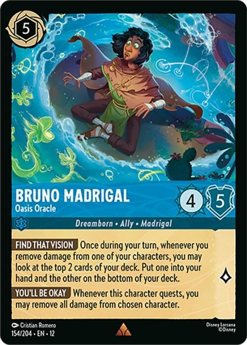Bruno Madrigal - Oasis Oracle - 154/204 Rare Disney Lorcana card from Wilds Unknown, Near Mint Normal