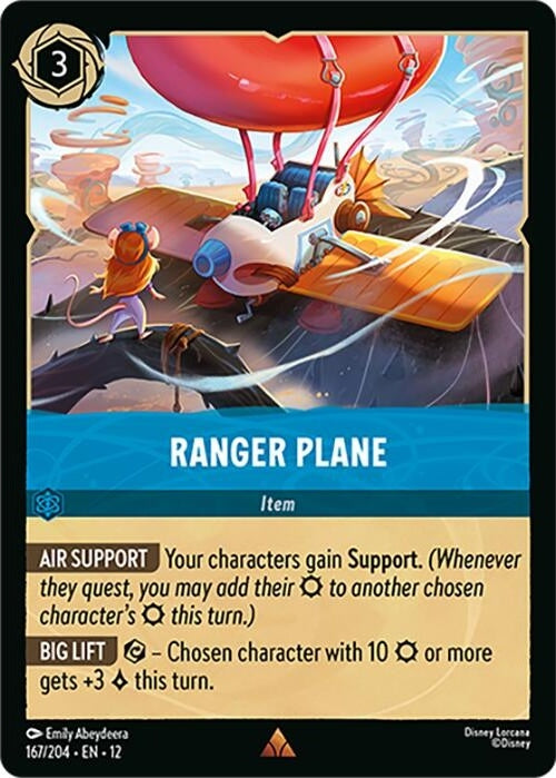 Ranger Plane - 167/204 Rare Disney Lorcana card from Wilds Unknown, Near Mint Normal