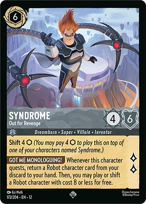 Syndrome - Out for Revenge - 172/204 Super Rare Disney Lorcana card from Wilds Unknown, Near Mint Normal
