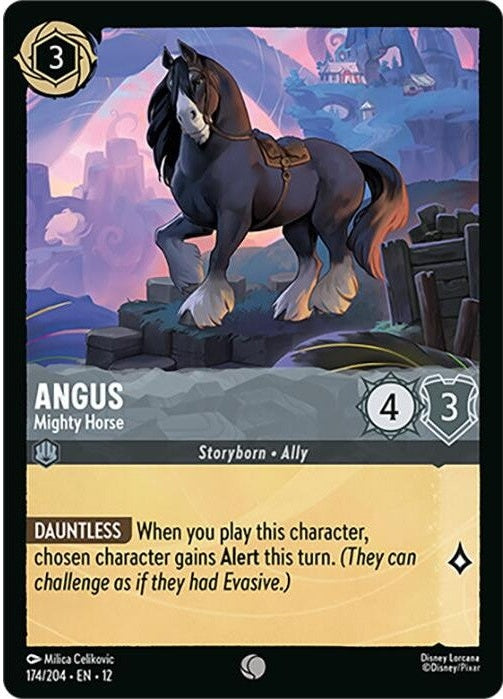 Angus - Mighty Horse - 174/204 Common Disney Lorcana card from Wilds Unknown, Near Mint Normal