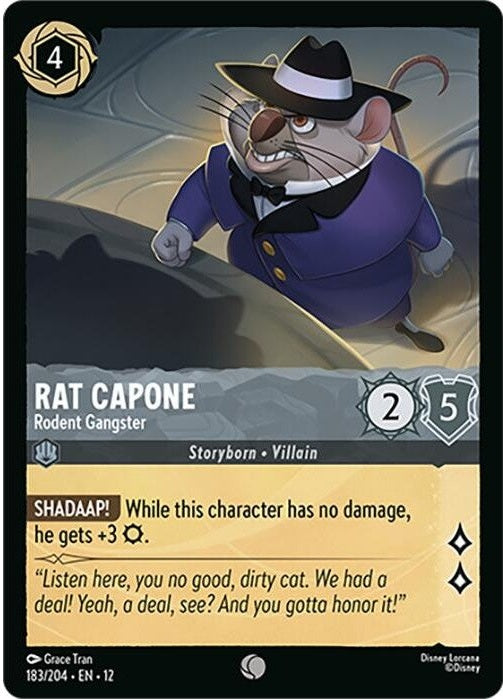 Rat Capone - Rodent Gangster - 183/204 Common Disney Lorcana card from Wilds Unknown, Near Mint Normal