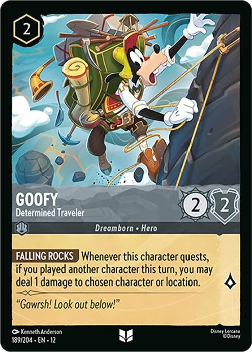 Goofy - Determined Traveler - 189/204 Uncommon Disney Lorcana card from Wilds Unknown, Near Mint Normal