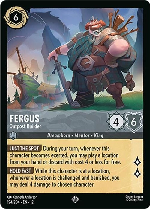 Fergus - Outpost Builder - 194/204 Super Rare Disney Lorcana card from Wilds Unknown, Near Mint Normal