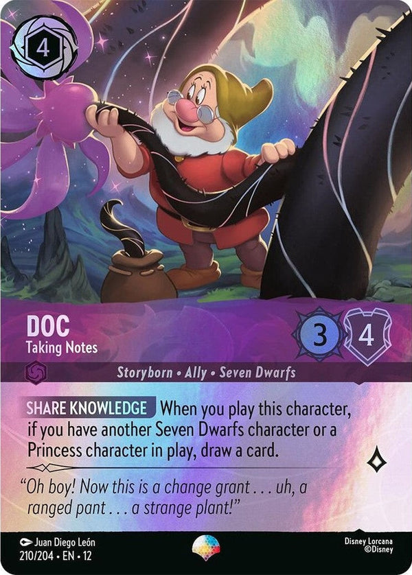 Doc - Taking Notes (Epic) - 210/204 Epic Disney Lorcana card from Wilds Unknown, Near Mint Holofoil