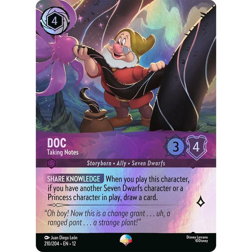 Doc - Taking Notes (Epic) - 210/204 Epic Disney Lorcana card from Wilds Unknown, Near Mint Holofoil