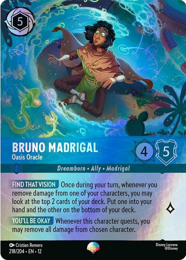 Bruno Madrigal - Oasis Oracle (Epic) - 218/204 Epic Disney Lorcana card from Wilds Unknown, Near Mint Holofoil