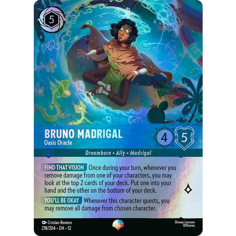 Bruno Madrigal - Oasis Oracle (Epic) - 218/204 Epic Disney Lorcana card from Wilds Unknown, Near Mint Holofoil