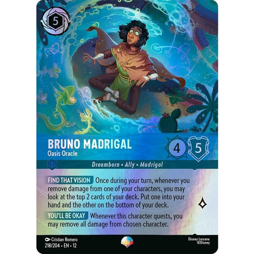 Bruno Madrigal - Oasis Oracle (Epic) - 218/204 Epic Disney Lorcana card from Wilds Unknown, Near Mint Holofoil