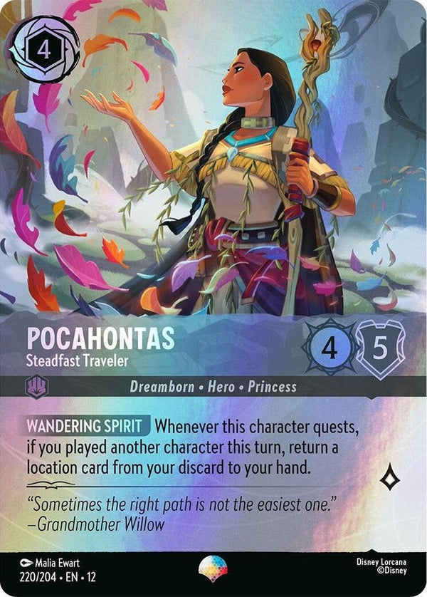 Pocahontas - Steadfast Traveler (Epic) - 220/204 Epic Disney Lorcana card from Wilds Unknown, Near Mint Holofoil