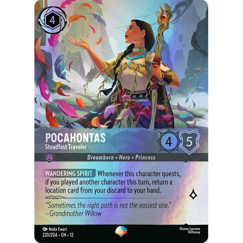 Pocahontas - Steadfast Traveler (Epic) - 220/204 Epic Disney Lorcana card from Wilds Unknown, Near Mint Holofoil