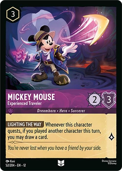 Mickey Mouse - Experienced Traveler - 52/204 Uncommon Disney Lorcana card from Wilds Unknown, Near Mint Normal